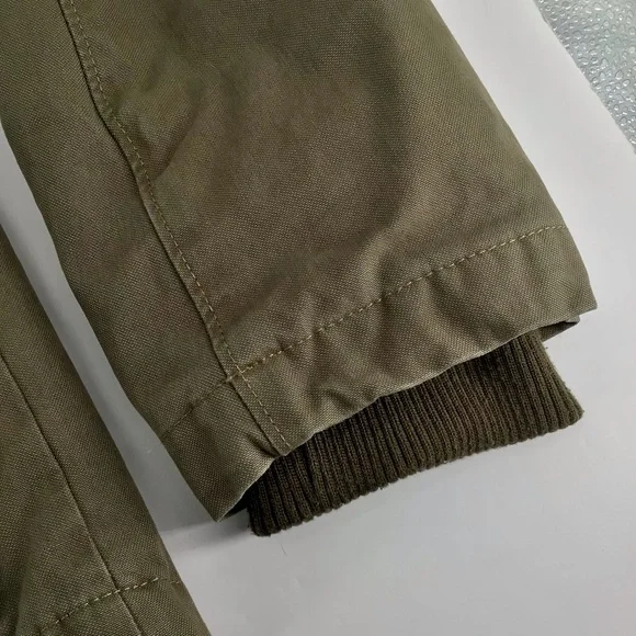 GAP Military Utility Green Quilted Sherpa Lined Jacket with Hood Size Small